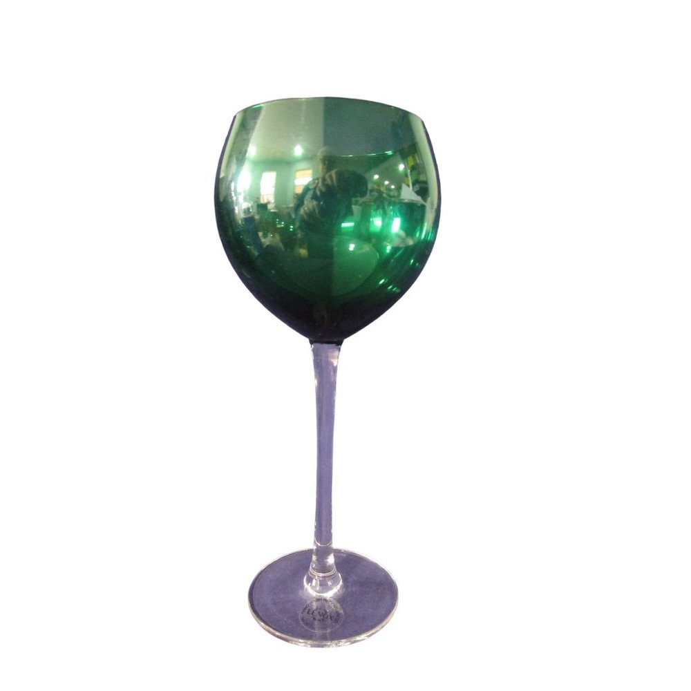 Lenox Holiday Gems Emerald Green Balloon Wine Glass Clear Stem and foot, nwt - Picture 2 of 11